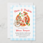 Pizza en fopspeen Party Blue Plaid Baby shower Kaart (Voorkant)