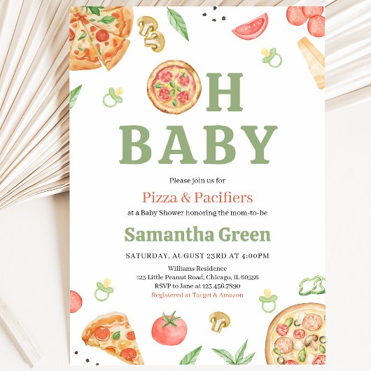 Pizza en Fopspenen Baby Shower Kaart