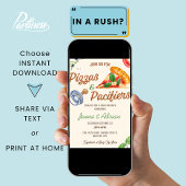 Pizza en Fopspenen Baby shower Uitnodiging