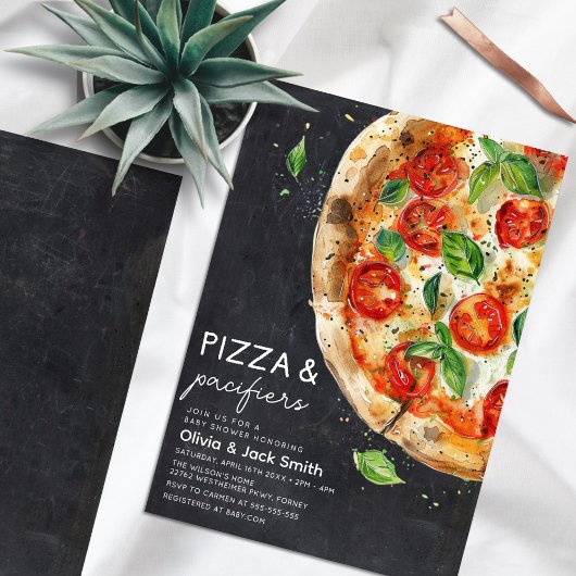 Pizza en fopspenen Casual Pizza Baby shower Kaart