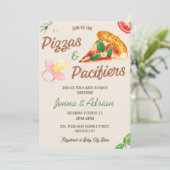 Pizza en Fopspenen Meisje Co-Ed Baby shower Kaart (Staand voorkant)