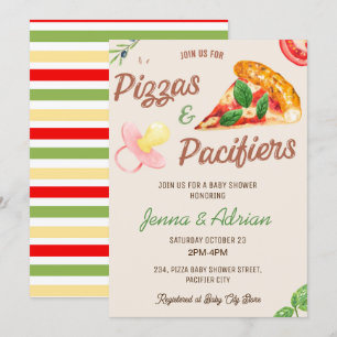 Pizza en Fopspenen Meisje Co-Ed Baby shower Kaart