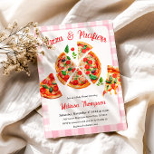 Pizza en fopspenen Roze Plaid Baby shower Party Kaart