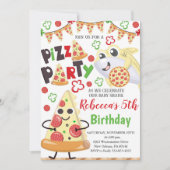 Pizza en haai verjaardagsuitnodiging, Slice of Fun Kaart (Voorkant)