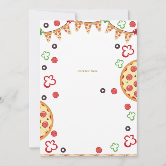 Pizza en haai verjaardagsuitnodiging, Slice of Fun Kaart (Achterkant)