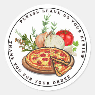 Pizza en Herbs Tekening Verlof Review Dank u wel Ronde Sticker