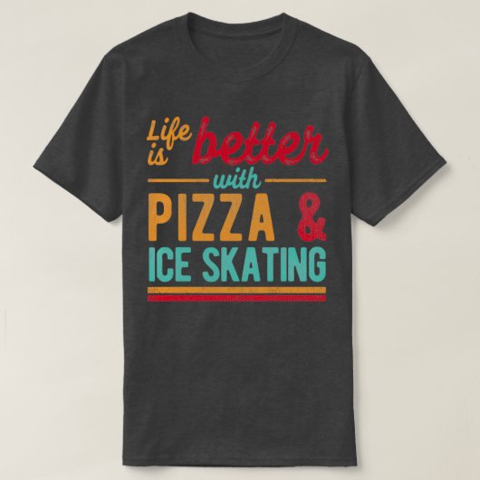 Pizza en ijsschaatsen t-shirt (Design voorkant)