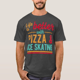 Pizza en ijsschaatsen t-shirt