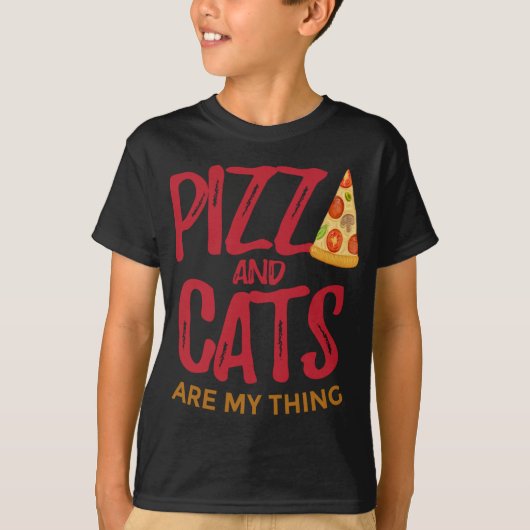 Pizza en katten zijn mijn ding t-shirt (Voorkant)