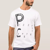Pizza en koffie op mij t-shirt (Voorkant)