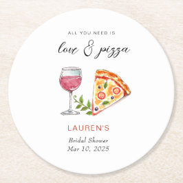 Pizza en liefde Bruids douche Ronde Kartonnen Onderzetter