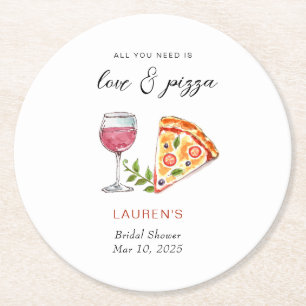Pizza en liefde Bruids douche  Ronde Kartonnen Onderzetter