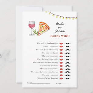 Pizza en Liefde 'Raad Wie' Bruidsspel Kaart