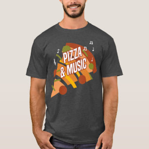 Pizza en Muzieknoten Clef Piano Musician T-Shirt