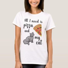Pizza en My Cat Funny T-shirt