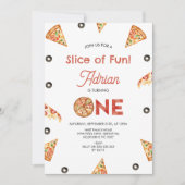  pizza en olijven plakje plezier 1e verjaardag kaart (Voorkant)