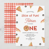  pizza en olijven plakje plezier 1e verjaardag kaart (Voorkant / Achterkant)