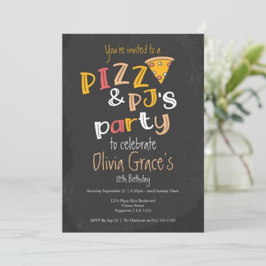 Pizza en Pajama Kaart (Staand voorkant)