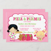 Pizza en Pajamas Sleepover Party Kaart (Voorkant / Achterkant)
