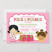 Pizza en Pajamas Sleepover Party Kaart (Voorkant)