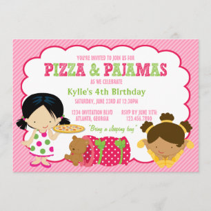 Pizza en Pajamas Sleepover Party Kaart