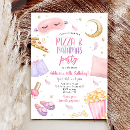 Pizza en Pajamas Sleepover Slumber Party Birthday Kaart