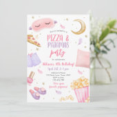 Pizza en Pajamas Sleepover Slumber Party Birthday Kaart (Staand voorkant)