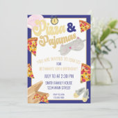 Pizza en Pajamas Slumber Party Sleepover Birthday Kaart (Staand voorkant)