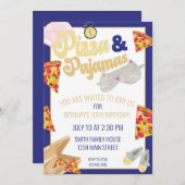Pizza en Pajamas Slumber Party Sleepover Birthday Kaart (Voorkant / Achterkant)