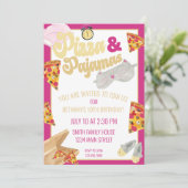 Pizza en Pajamas Slumber Party Sleepover Birthday Kaart (Staand voorkant)