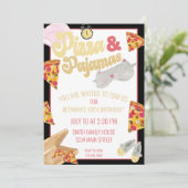 Pizza en Pajamas Slumber Party Sleepover Birthday Kaart (Staand voorkant)