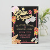 Pizza en Pajamas Slumber Party Sleepover Birthday Kaart (Staand voorkant)