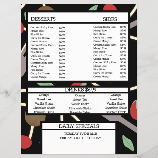 Pizza en Pasta Grill Restaurant Spaghetti Menu (Achterkant)