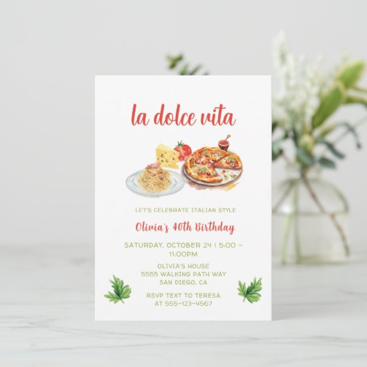 Pizza en Pasta Party Verjaardag Italiaans diner Kaart (Staand voorkant)