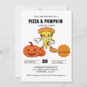 Pizza en pompoen carving halloween feest kaart (Voorkant)