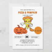 Pizza en pompoen carving halloween feest kaart (Voorkant)