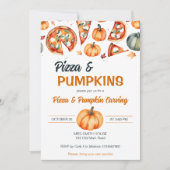 Pizza en pompoen carving party sjabloon kaart (Voorkant)