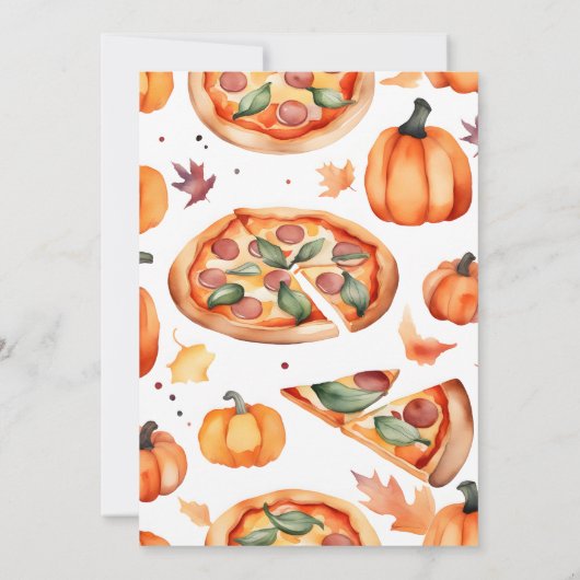 Pizza en pompoen carving party sjabloon kaart (Achterkant)
