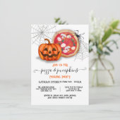 Pizza en pompoenen Carving Halloween Party Kaart (Staand voorkant)