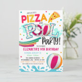 Pizza en Pool Party Invitation Kaart (Staand voorkant)
