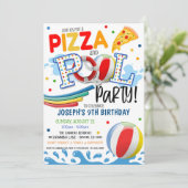 Pizza en Pool Party Invitation Kaart (Staand voorkant)