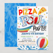 Pizza en Pool Party Invitation Kaart (Voorkant / Achterkant)