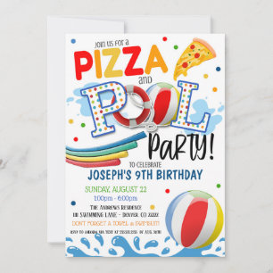Pizza en Pool Party Invitation Kaart