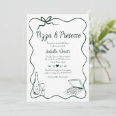 Pizza en Prosecco Bruids Douche Uitnodiging (Staand voorkant)