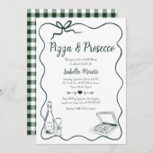 Pizza en Prosecco Bruids Douche Uitnodiging (Voorkant / Achterkant)