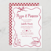 Pizza en Prosecco Bruids Douche Uitnodiging (Voorkant / Achterkant)