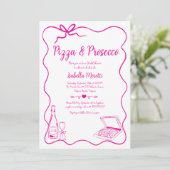 Pizza en Prosecco Bruids Douche Uitnodiging (Staand voorkant)