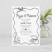 Pizza en Prosecco Bruids Douche Uitnodiging (Staand voorkant)