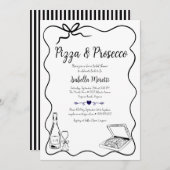 Pizza en Prosecco Bruids Douche Uitnodiging (Voorkant / Achterkant)