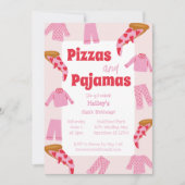 Pizza en pyjama meisjes verjaardagsfeestje kaart (Voorkant)